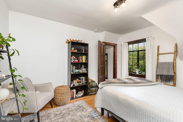 bedroom with light wood-type flooring