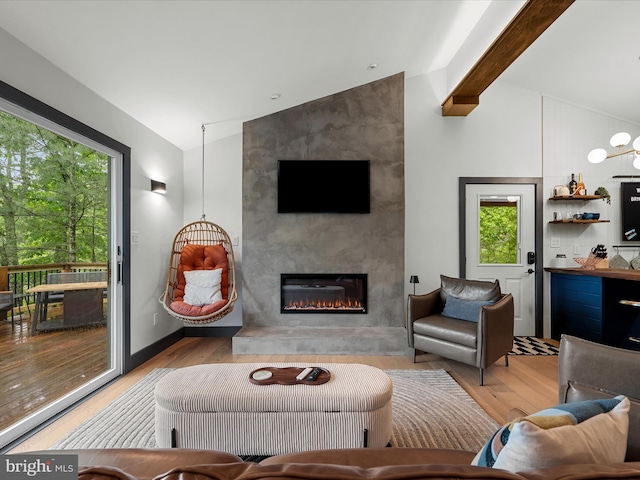 209 Hogan Dr, Basye, VA 22810 - living room with wood finished floors and a large fireplace