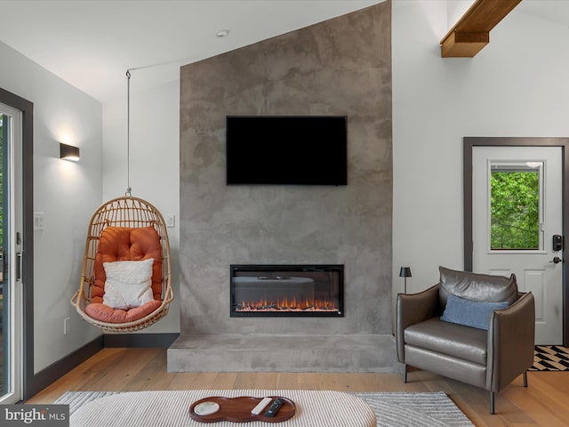 209 Hogan Dr, Basye, VA 22810 - living area with wood finished floors and a premium fireplace