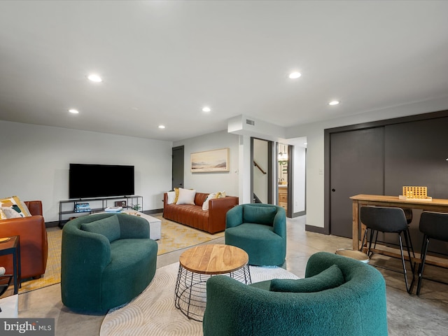 209 Hogan Dr, Basye, VA 22810 - living room featuring recessed lighting and stairway
