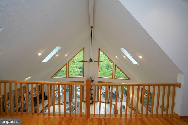 2119 Rock Lodge Rd, Mc Henry, MD 21541 - detailed view of a skylight, ceiling fan, wood finished floors, and recessed lighting