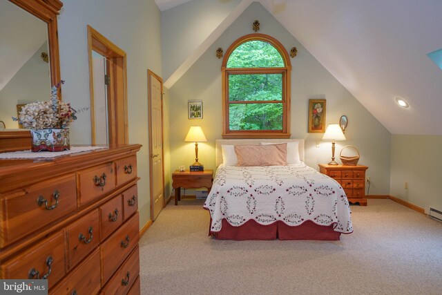 2119 Rock Lodge Rd, Mc Henry, MD 21541 - bedroom featuring light carpet, vaulted ceiling, and baseboards
