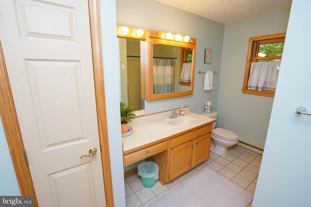 2119 Rock Lodge Rd, Mc Henry, MD 21541 - bathroom featuring baseboard heating, tile patterned flooring, vanity, and toilet