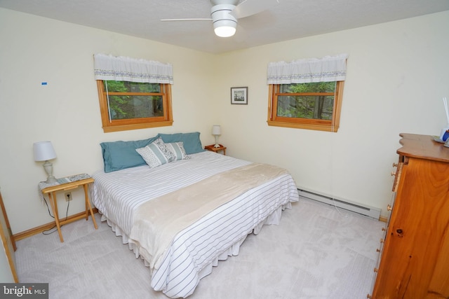 2119 Rock Lodge Rd, Mc Henry, MD 21541 - bedroom with a baseboard radiator, carpet floors, baseboards, and ceiling fan