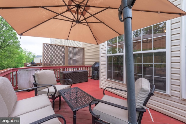 5533 Westcott Cir, Frederick, MD 21703 - deck with a grill and an outdoor hangout area
