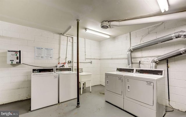 4931 Americana Dr Unit 4931B, Annandale, VA 22003 - shared laundry room featuring washing machine and clothes dryer and concrete block wall