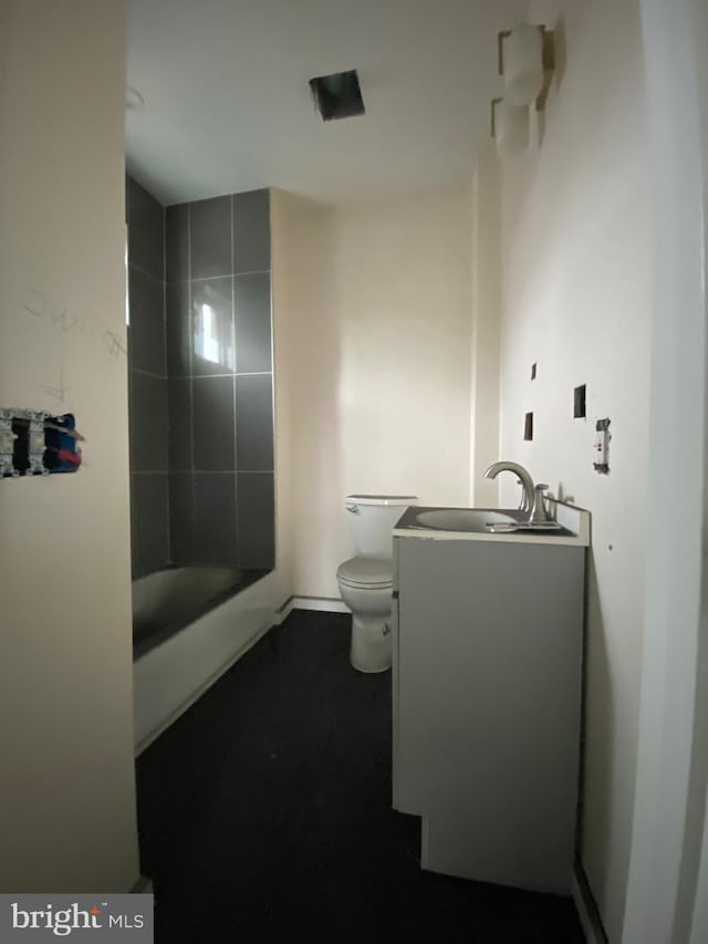 2710 Jefferson St, Baltimore, MD 21205 - full bathroom with vanity, toilet, bathing tub / shower combination, and baseboards