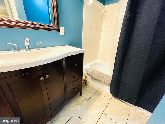 12112 Bayswater Rd, Gaithersburg, MD 20878 - full bathroom with vanity, tile patterned floors, and shower / bath combo