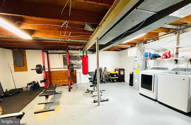 12112 Bayswater Rd, Gaithersburg, MD 20878 - unfinished basement featuring electric water heater, independent washer and dryer, and electric panel