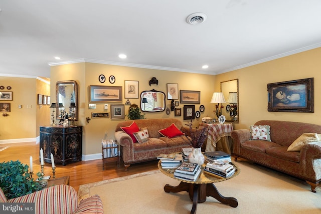 87 Ash Rd, Manahawkin, NJ 08050 - living area featuring crown molding, wood finished floors, recessed lighting, and baseboards