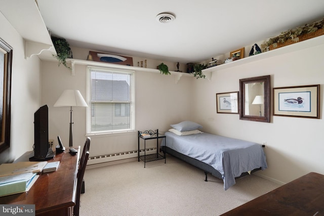 87 Ash Rd, Manahawkin, NJ 08050 - carpeted bedroom featuring a baseboard heating unit, a desk, and baseboards