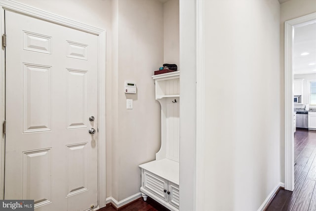 10809 Glowing Hearth Way, Monrovia, MD 21770 - mudroom with baseboards and dark wood finished floors