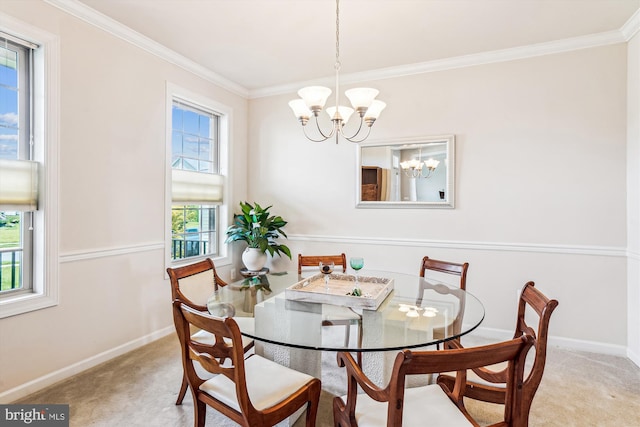 10809 Glowing Hearth Way, Monrovia, MD 21770 - dining space featuring a chandelier, carpet, ornamental molding, and baseboards