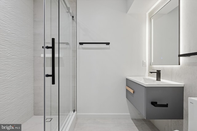 160 Union Ave, Bala Cynwyd, PA 19004 - full bath with vanity, a shower stall, and baseboards