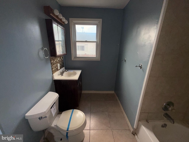 4703 Fayette Dr, Bristol, PA 19007 - full bathroom featuring toilet, vanity, tile patterned flooring, baseboards, and shower / washtub combination