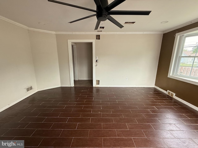 4703 Fayette Dr, Bristol, PA 19007 - unfurnished room featuring crown molding, ceiling fan, and baseboards