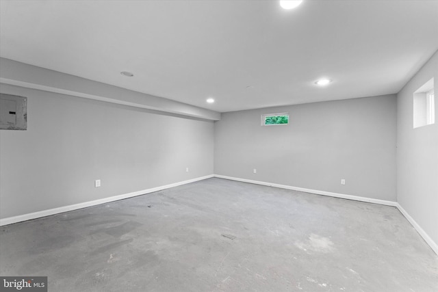 7606 Millrace Rd, Capitol Heights, MD 20743 - below grade area featuring electric panel, recessed lighting, and baseboards