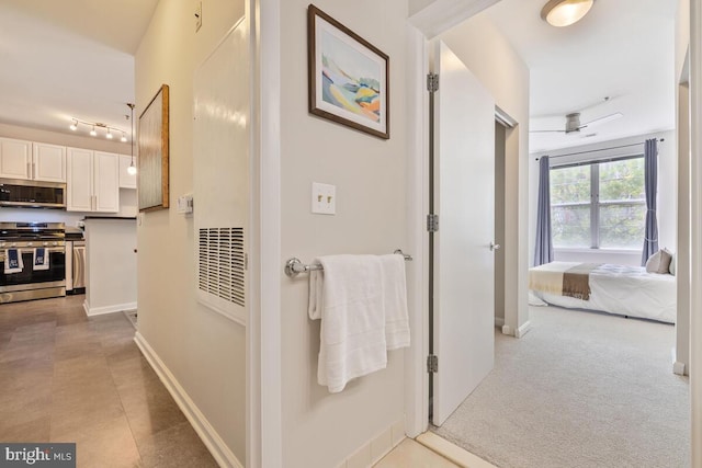 1201 E E W Hwy Unit 208, Silver Spring, MD 20910 - corridor featuring baseboards and light colored carpet