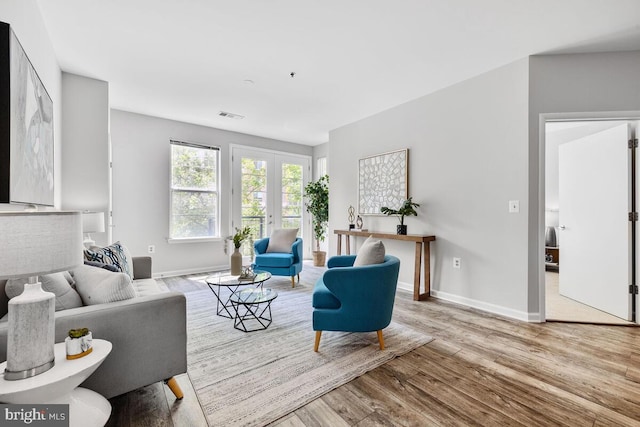 1201 E E W Hwy Unit 208, Silver Spring, MD 20910 - living room featuring wood finished floors, baseboards, and french doors