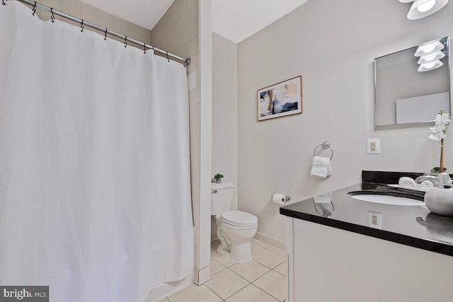 1201 E E W Hwy Unit 208, Silver Spring, MD 20910 - full bathroom featuring toilet, vanity, tile patterned floors, and a shower with shower curtain
