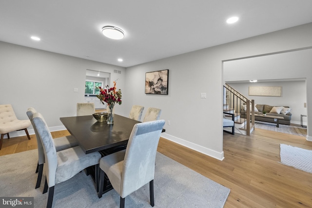 18 Haskel Dr, West Windsor, NJ 08550 - dining space with light wood-type flooring, recessed lighting, and stairway