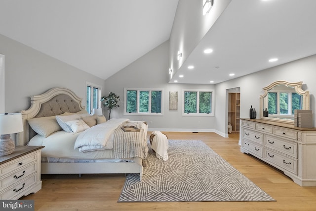 18 Haskel Dr, West Windsor, NJ 08550 - bedroom featuring recessed lighting, light wood-style floors, and high vaulted ceiling