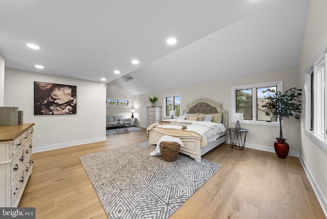 18 Haskel Dr, West Windsor, NJ 08550 - bedroom featuring light wood-type flooring, vaulted ceiling, and recessed lighting