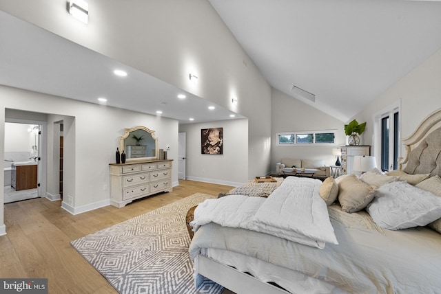 18 Haskel Dr, West Windsor, NJ 08550 - bedroom featuring recessed lighting, light wood-style floors, and high vaulted ceiling