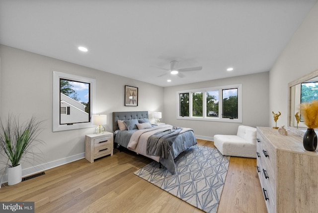 18 Haskel Dr, West Windsor, NJ 08550 - bedroom with light wood-style floors, recessed lighting, and a ceiling fan