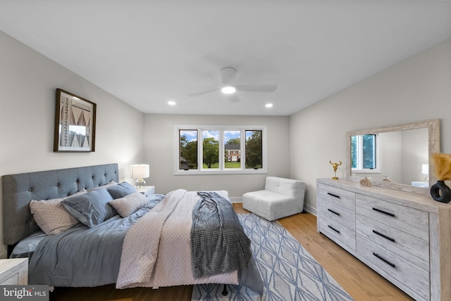 18 Haskel Dr, West Windsor, NJ 08550 - bedroom featuring multiple windows, light wood-type flooring, recessed lighting, and a ceiling fan