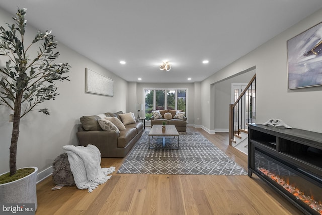 18 Haskel Dr, West Windsor, NJ 08550 - living area featuring wood finished floors, recessed lighting, and stairs