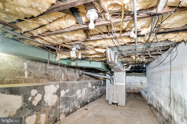 unfinished below grade area with heating unit