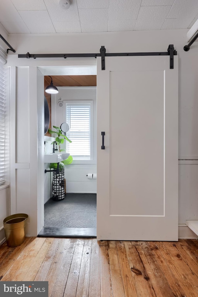 bathroom featuring hardwood / wood-style floors and a sink