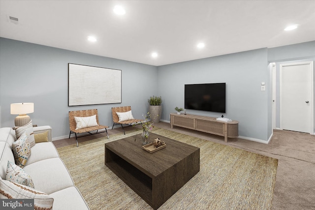 6436 Rockledge Ct, Elkridge, MD 21075 - living room with baseboards, recessed lighting, and carpet