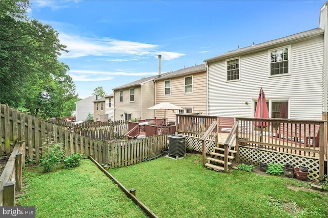 6436 Rockledge Ct, Elkridge, MD 21075 - rear view of house featuring central air condition unit and a deck