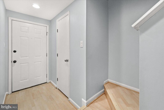 6436 Rockledge Ct, Elkridge, MD 21075 - doorway to outside featuring wood finished floors, baseboards, and recessed lighting