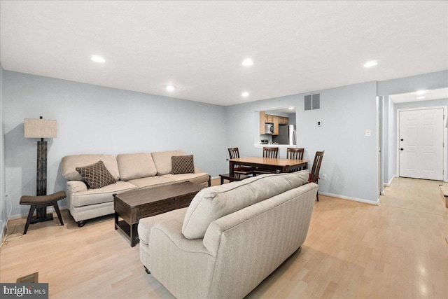 6436 Rockledge Ct, Elkridge, MD 21075 - living room with recessed lighting, light wood-type flooring, and baseboards