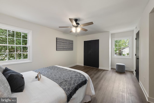 1806 Crofton Pkwy, Crofton, MD 21114 - bedroom with wood finished floors and a ceiling fan