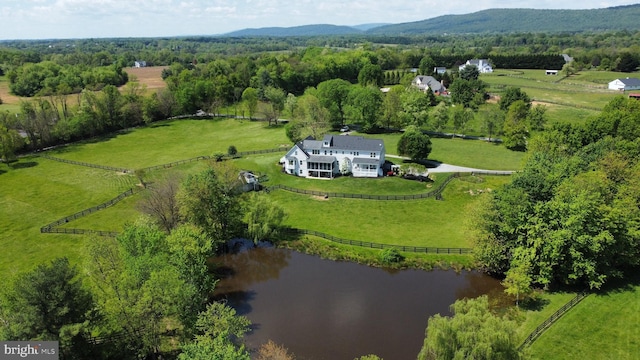 overview of rural landscape with a nearby body of water