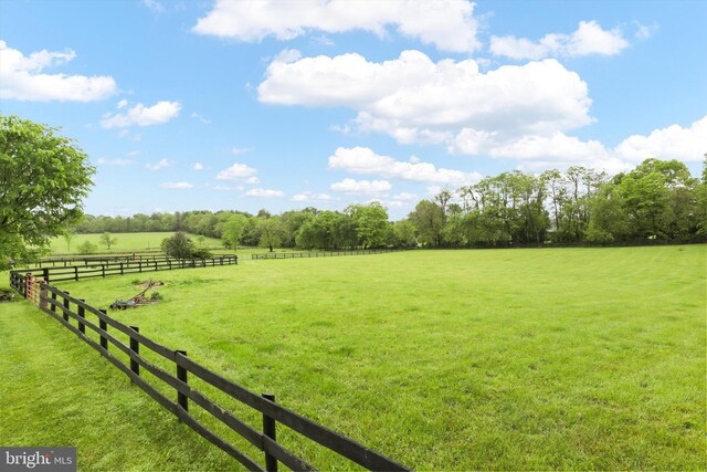 view of yard with a rural view