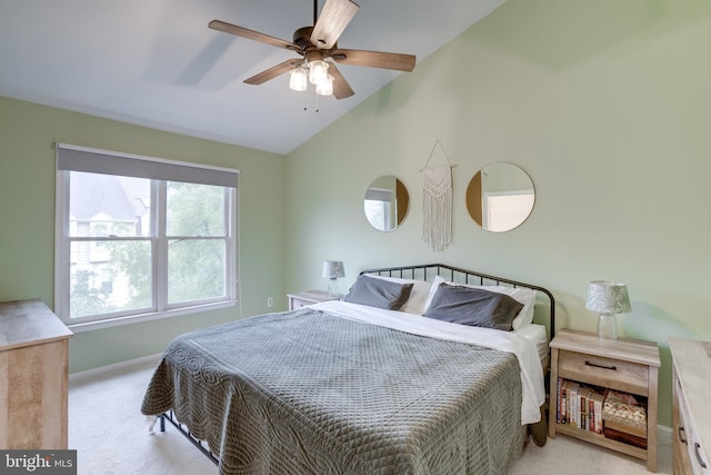 46919 Trumpet Cir, Sterling, VA 20164 - bedroom with vaulted ceiling, carpet floors, baseboards, and ceiling fan