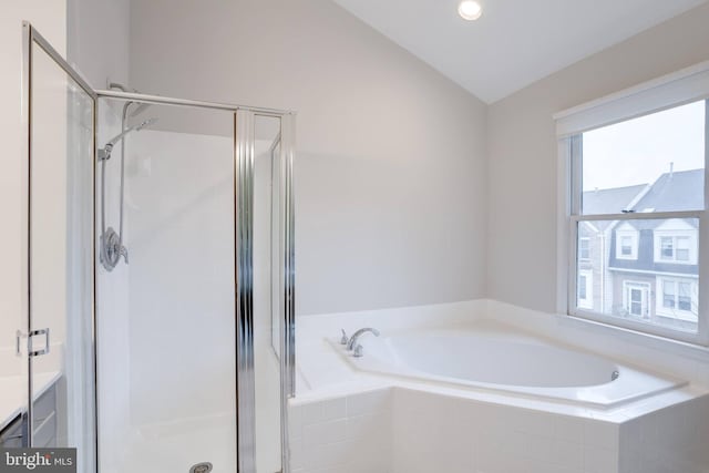 46919 Trumpet Cir, Sterling, VA 20164 - full bath with a stall shower, a bath, and lofted ceiling