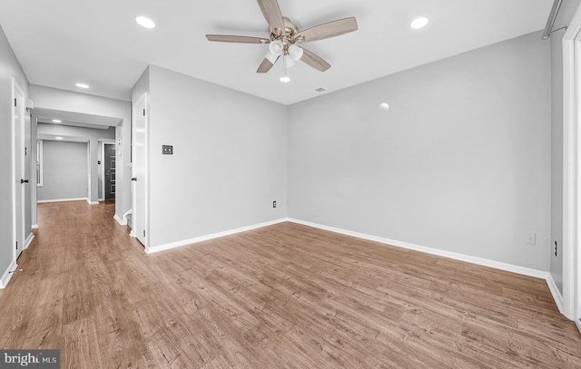 4 Ingham Way, New Hope, PA 18938 - empty room with ceiling fan, baseboards, wood finished floors, and recessed lighting