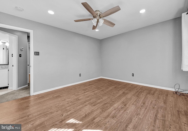 4 Ingham Way, New Hope, PA 18938 - spare room with a ceiling fan, baseboards, wood finished floors, recessed lighting, and a smoke detector