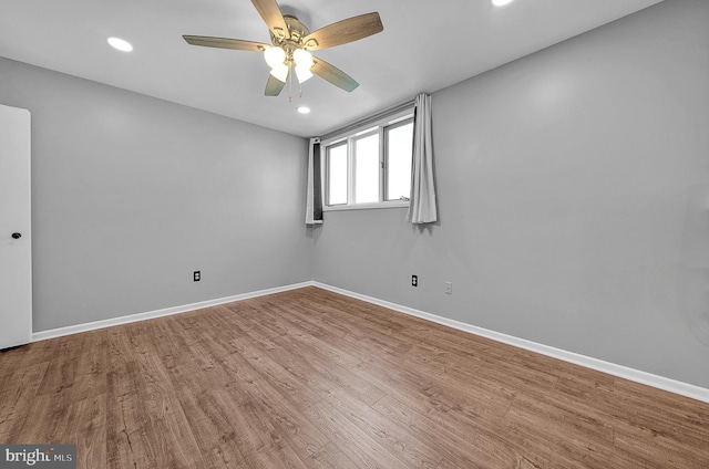 4 Ingham Way, New Hope, PA 18938 - unfurnished room featuring a ceiling fan, baseboards, wood finished floors, and recessed lighting