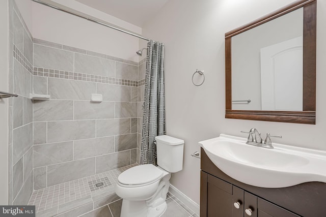 14762 Bell Tower Rd, Woodbridge, VA 22193 - full bathroom featuring toilet, vanity, tiled shower, and tile patterned floors