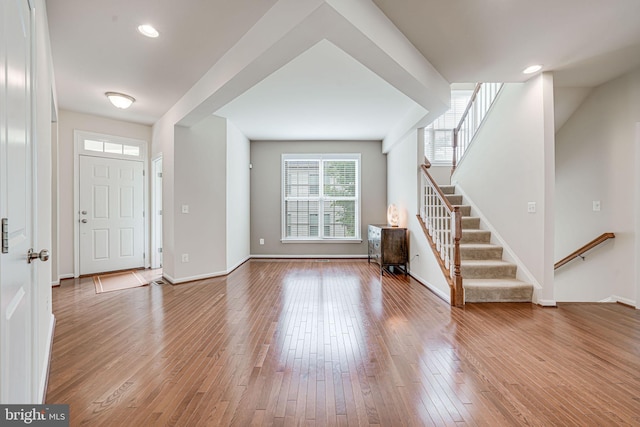 14762 Bell Tower Rd, Woodbridge, VA 22193 - foyer featuring stairs, hardwood / wood-style flooring, and baseboards