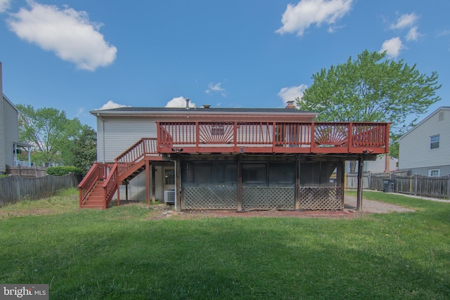 5941 Plumwood Ln, Woodbridge, VA 22193 - back of house with stairway, a deck, and central air condition unit