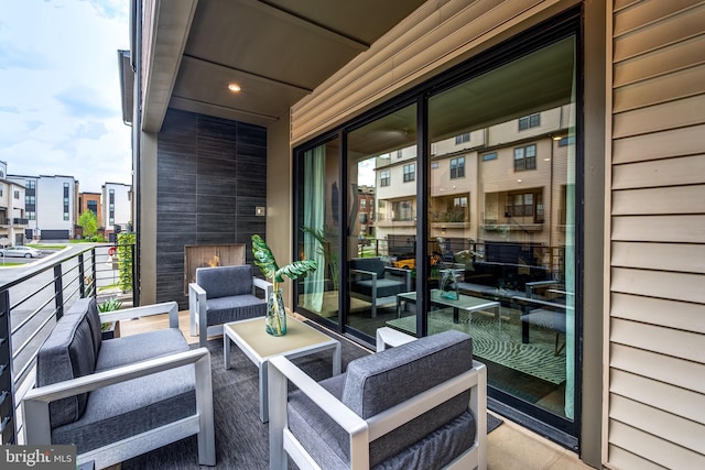 balcony featuring an outdoor living space