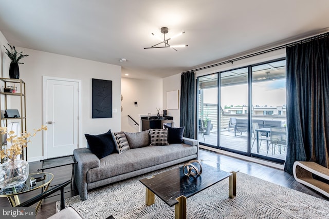 living area with wood finished floors